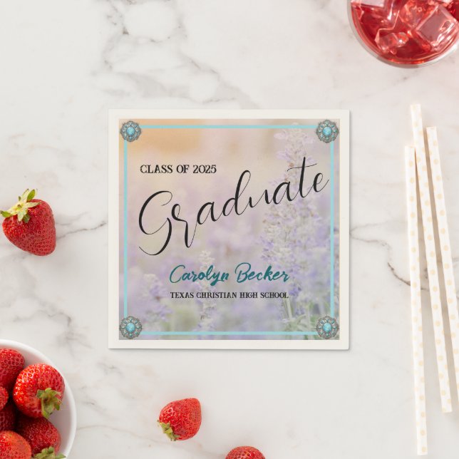 Western Lavender Fields Graduation Party Napkin (Insitu)