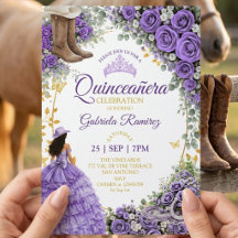 Western Lavender Roses Golden Country Quinceañera