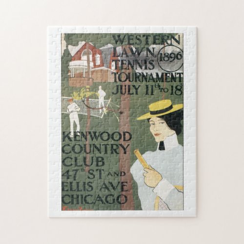 Western Lawn Tennis Tournament Vintage Travel Jigsaw Puzzle