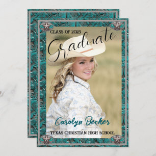 Western Leathe Cowgirl Photo Graduation Invitation