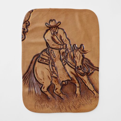 Western leather horseback Riding Rodeo Cowboy Baby Burp Cloth