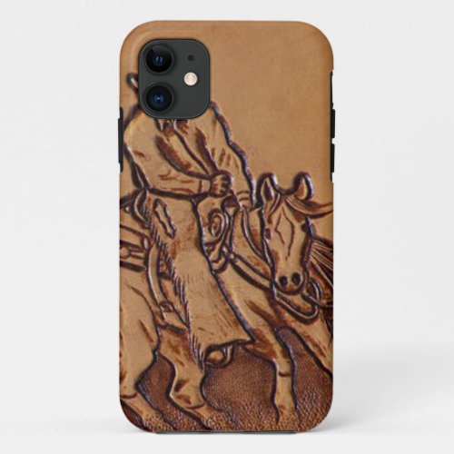Western leather horseback Riding Rodeo Cowboy iPhone 11 Case