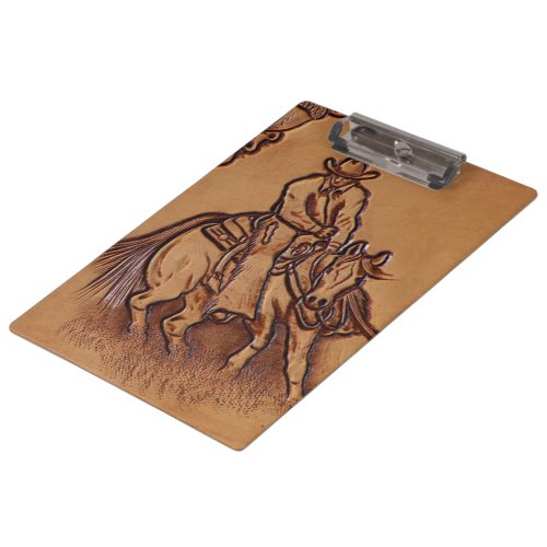 Western leather horseback Riding Rodeo Cowboy Clipboard