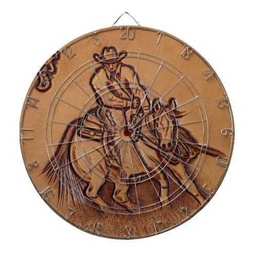 Western leather horseback Riding Rodeo Cowboy Dart Board