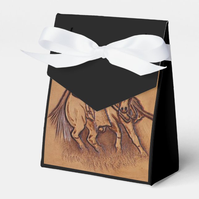 Western leather horseback Riding Rodeo Cowboy Favor Boxes (Front Side)