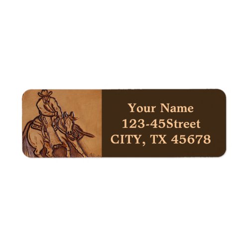 Western leather horseback Riding Rodeo Cowboy Label