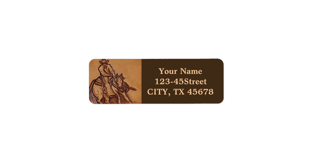 Western leather horseback Riding Rodeo Cowboy Label | Zazzle