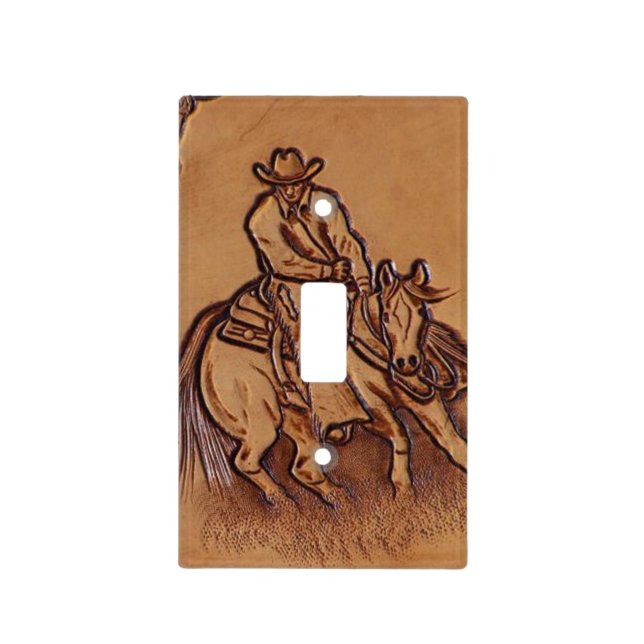Western leather horseback Riding Rodeo Cowboy Light Switch Cover (Front)