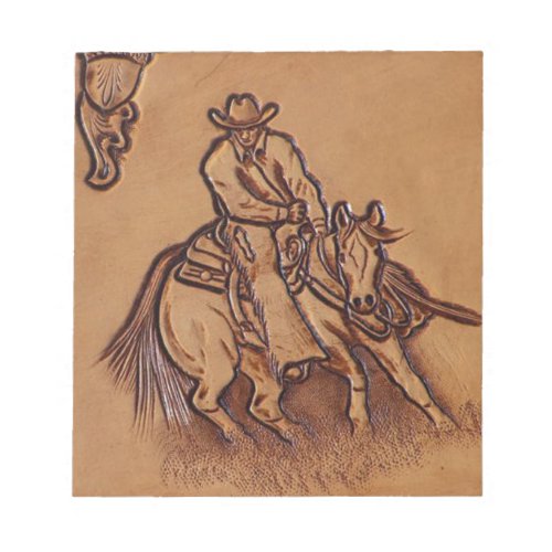 Western leather horseback Riding Rodeo Cowboy Notepad