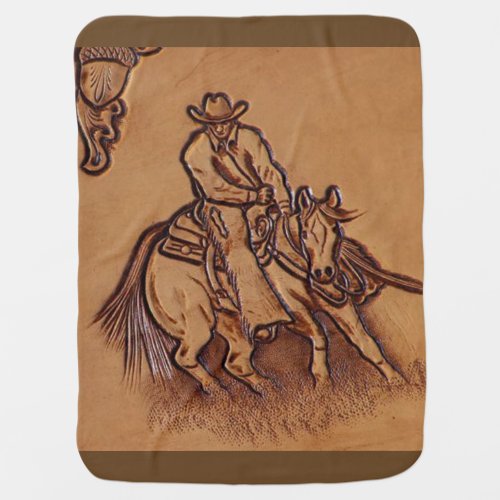 Western leather horseback Riding Rodeo Cowboy Swaddle Blanket