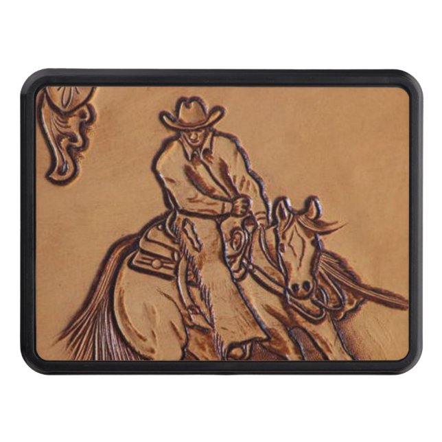 Western leather horseback Riding Rodeo Cowboy Tow Hitch Cover (Front)