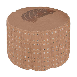 Western Leather Look Horse Pouf Seat