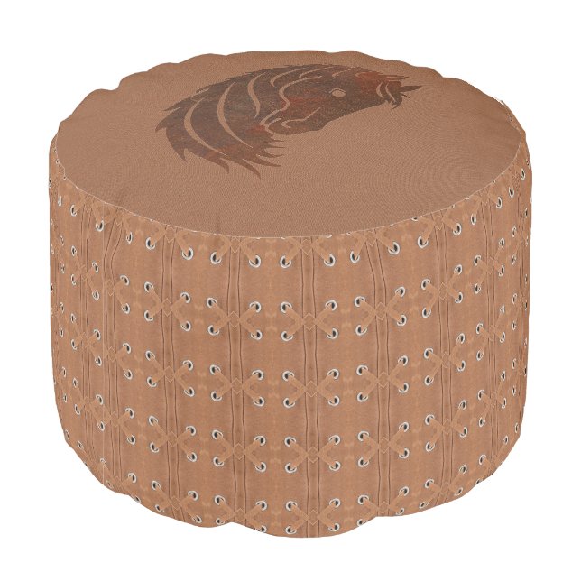 Western Leather Look Horse Pouf Seat (Angled Back)