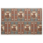 Western Leather Print Brown Turquoise With Steer Fabric