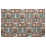Western Leather Print Brown Turquoise with Steer Fabric