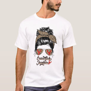 Western Leopard Mama Mom Crawfish Junkie Texas Cow T-Shirt