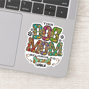 Western Leopard Patch Pattern Dog Mom Bone Pet Sticker