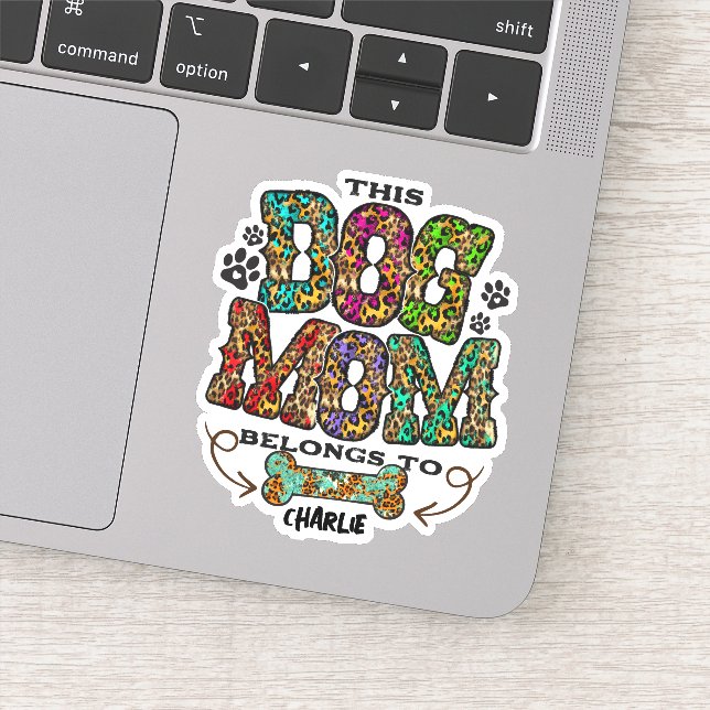 Western Leopard Patch Pattern Dog Mom Bone Pet Sticker (Detail)