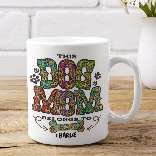 Western Leopard Patch Pattern Dog Mom Bone Pet Two_Tone Coffee Mug