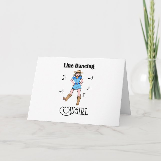 Western "Line Dancing Cowgirl" Card (Front)