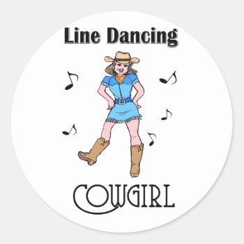 Western "line Dancing Cowgirl" Classic Round Sticker by BootsandSpurs at Zazzle