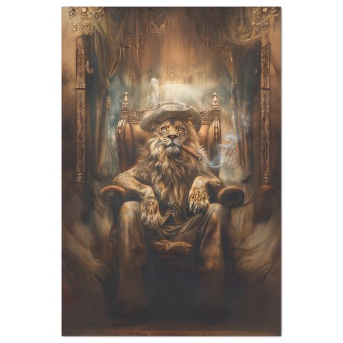 Western Lion in Kings Chair Decoupage Tissue Paper