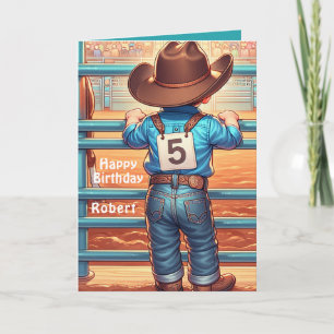Western Little Cowboy 5th Birthday Rodeo Custom   Card