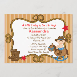 Western Little Cowboy Baby Shower Invitation