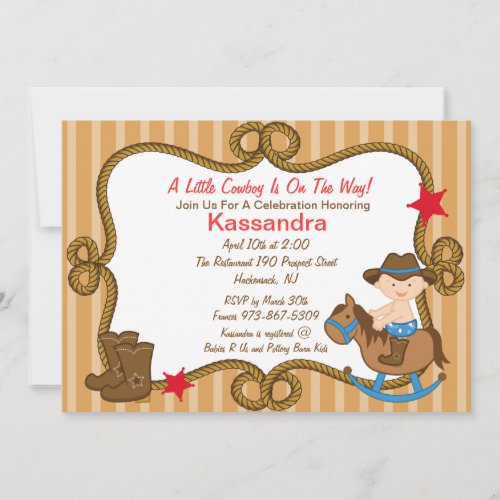 Western Little Cowboy Baby Shower Invitation