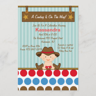 Western Little Cowboy Baby Shower Invitation