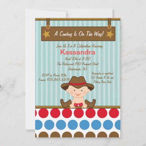 Western Little Cowboy Baby Shower Invitation
