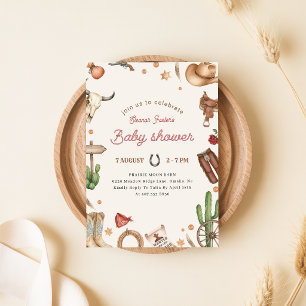 Western Little Cowboy Baby Shower Invitation