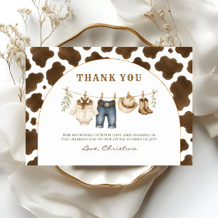 Western Little Cowboy Baby Shower Thank You Card 