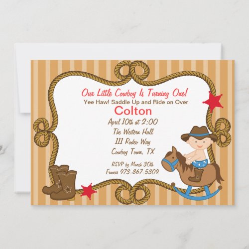 Western Little Cowboy Birthday Invitation