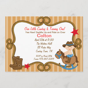 Western Little Cowboy Birthday Invitation