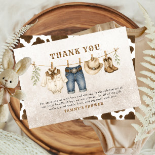 Western Little Cowboy Clothesline Thank You Card