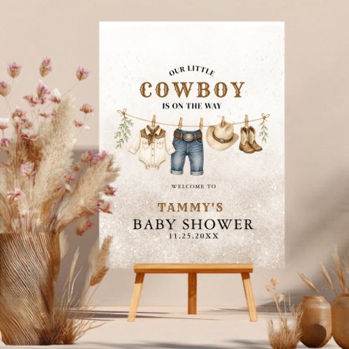 Western Little Cowboy Clothesline Welcome Sign