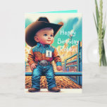 Western Little Cowboy First Birthday Rodeo Custom Card