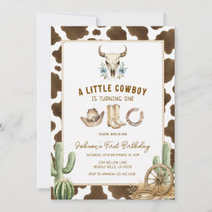 Western Little Cowboy is Turning One Birthday Invitation