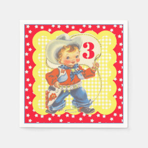 Western Little Cowboy With Rope Birthday Napkins