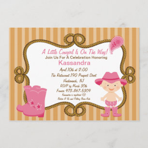 Western Little Cowgirl Baby Shower Invitation