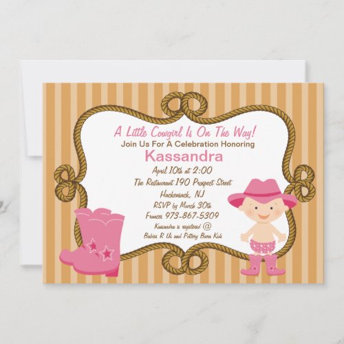 Western Little Cowgirl Baby Shower Invitation