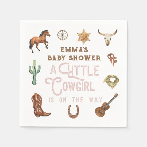 Western Little Cowgirl Baby Shower Napkins
