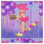 Western Little  Cowgirl On Stick Horse Fabric 4.5"