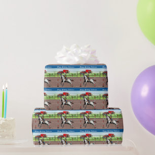 Western Little Cowgirl Pole Bending Personalized Wrapping Paper