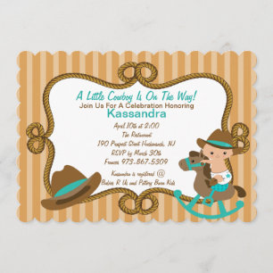 Western Little Green Cowboy Baby Shower Invitation