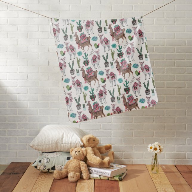 Western Llamas | Baby Stroller Blanket (In Situ)