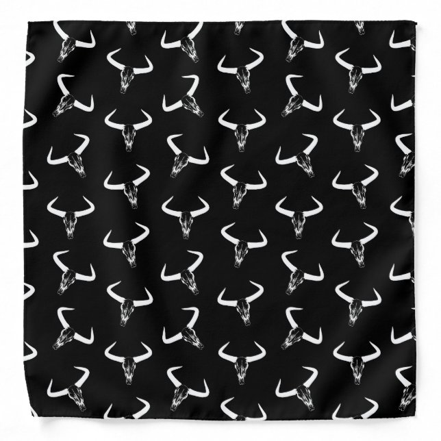 Western Longhorn Bull Horns Design Desert Skulls Bandana (Front)