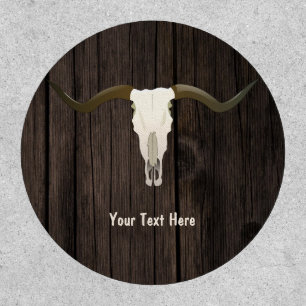 Western Longhorn cattle Skull Rustic Custom Patch