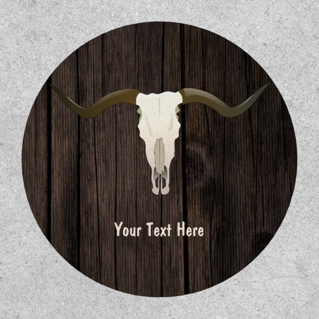 Western Longhorn cattle Skull Rustic Custom Patch (Front)